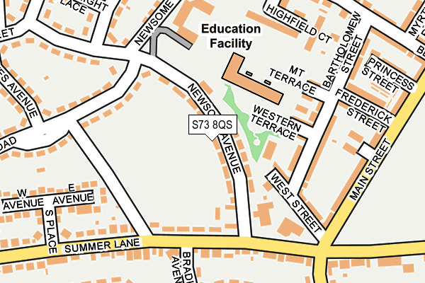 S73 8QS map - OS OpenMap – Local (Ordnance Survey)