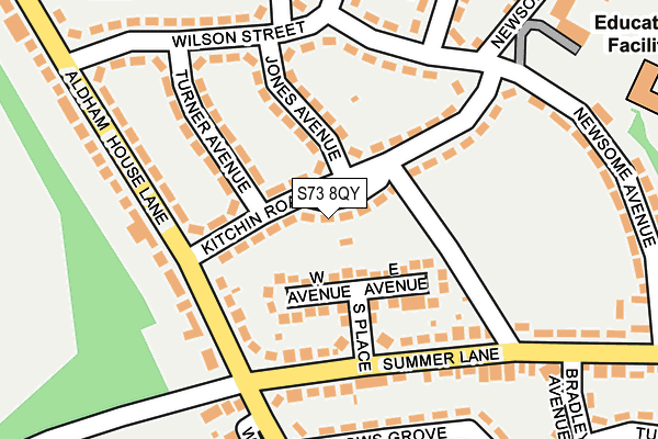 S73 8QY map - OS OpenMap – Local (Ordnance Survey)