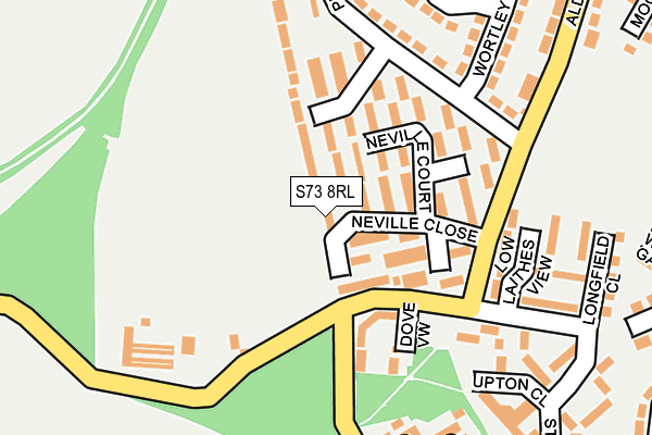 S73 8RL map - OS OpenMap – Local (Ordnance Survey)
