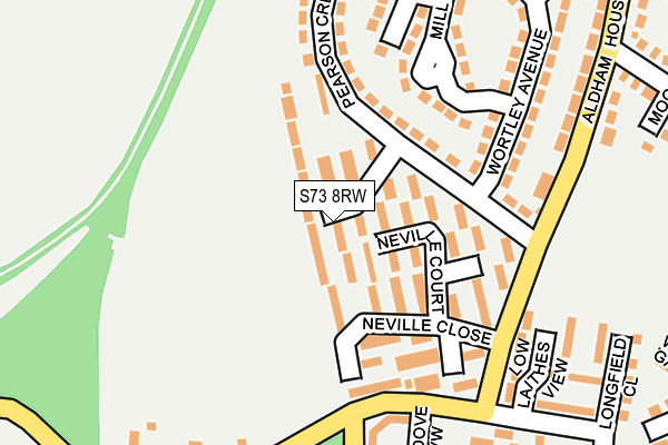 S73 8RW map - OS OpenMap – Local (Ordnance Survey)