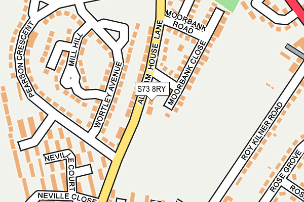 S73 8RY map - OS OpenMap – Local (Ordnance Survey)