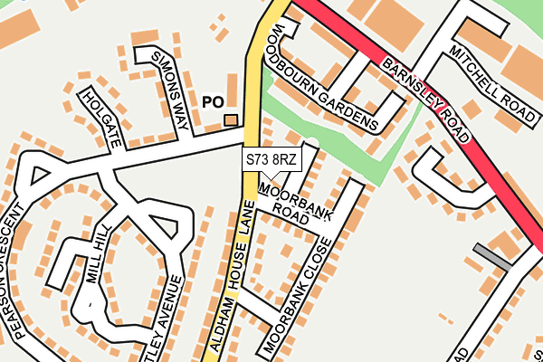 S73 8RZ map - OS OpenMap – Local (Ordnance Survey)