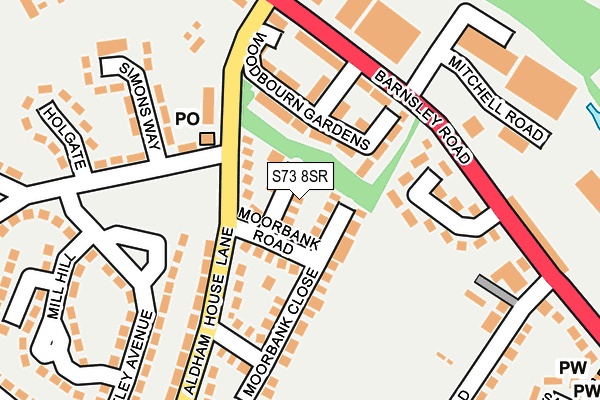 S73 8SR map - OS OpenMap – Local (Ordnance Survey)