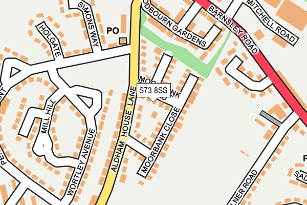 S73 8SS map - OS OpenMap – Local (Ordnance Survey)