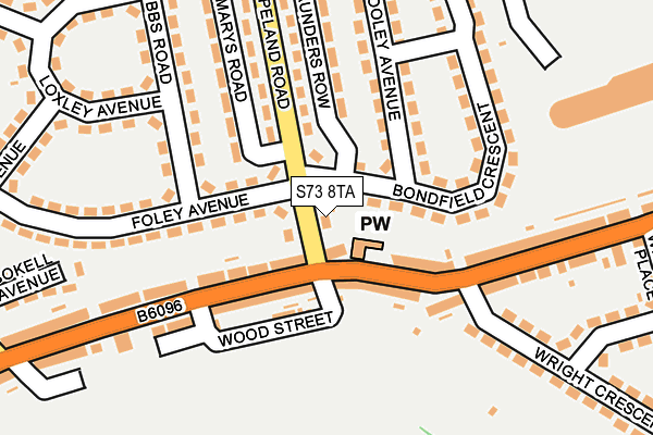 S73 8TA map - OS OpenMap – Local (Ordnance Survey)