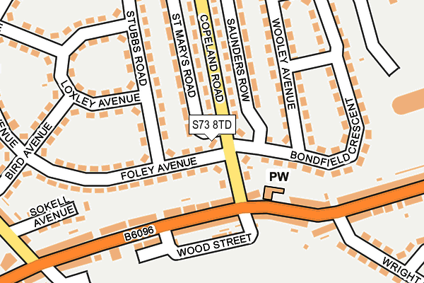 S73 8TD map - OS OpenMap – Local (Ordnance Survey)