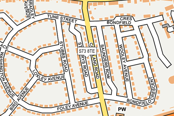 S73 8TE map - OS OpenMap – Local (Ordnance Survey)