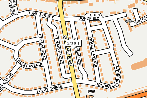 S73 8TF map - OS OpenMap – Local (Ordnance Survey)