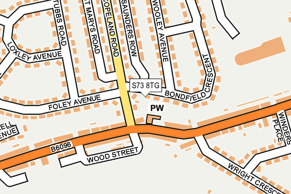 S73 8TG map - OS OpenMap – Local (Ordnance Survey)