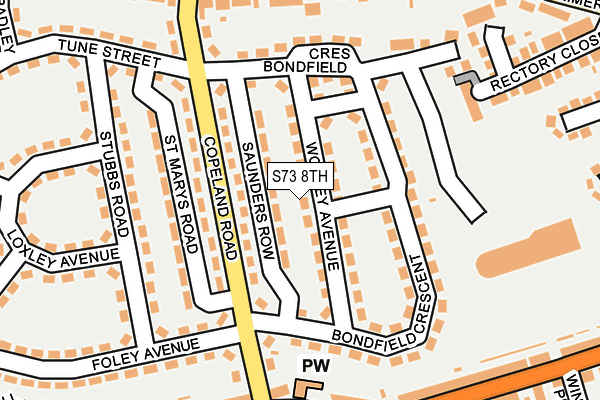 S73 8TH map - OS OpenMap – Local (Ordnance Survey)