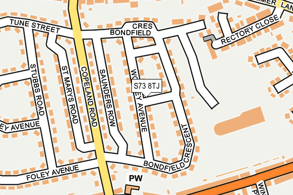 S73 8TJ map - OS OpenMap – Local (Ordnance Survey)