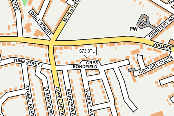 S73 8TL map - OS OpenMap – Local (Ordnance Survey)