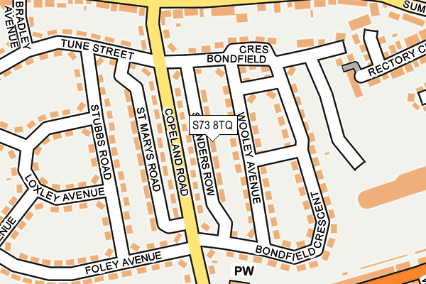 S73 8TQ map - OS OpenMap – Local (Ordnance Survey)