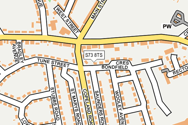 S73 8TS map - OS OpenMap – Local (Ordnance Survey)