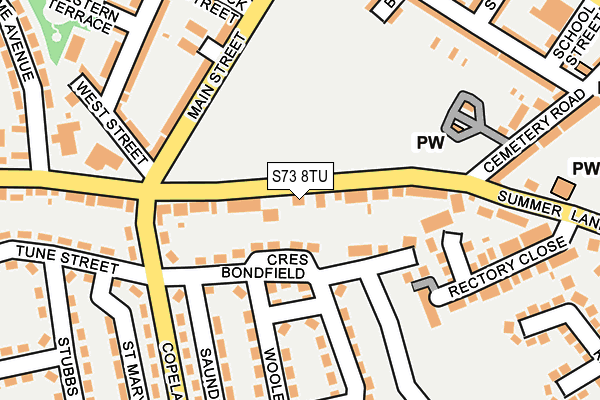 S73 8TU map - OS OpenMap – Local (Ordnance Survey)