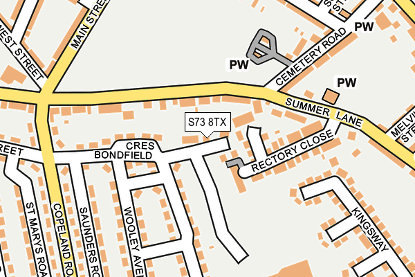 S73 8TX map - OS OpenMap – Local (Ordnance Survey)