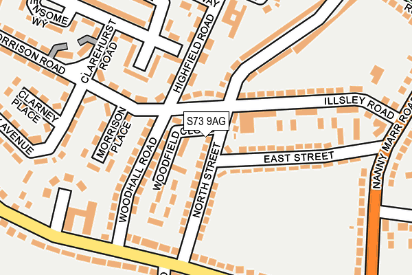 S73 9AG map - OS OpenMap – Local (Ordnance Survey)