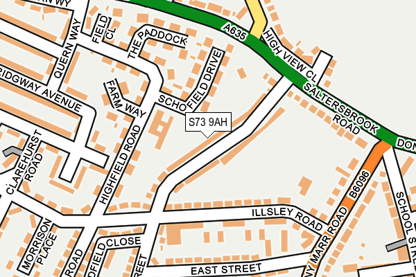 S73 9AH map - OS OpenMap – Local (Ordnance Survey)