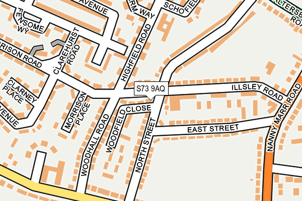 S73 9AQ map - OS OpenMap – Local (Ordnance Survey)