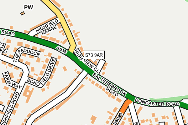 S73 9AR map - OS OpenMap – Local (Ordnance Survey)