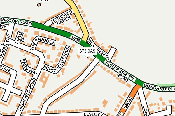 S73 9AS map - OS OpenMap – Local (Ordnance Survey)