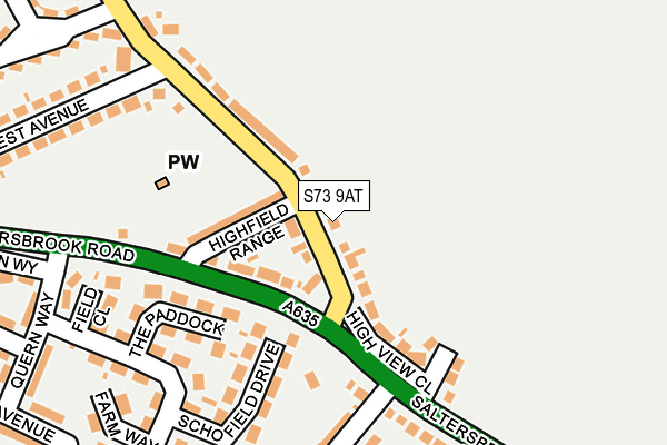 S73 9AT map - OS OpenMap – Local (Ordnance Survey)
