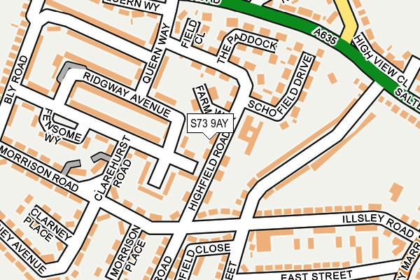 S73 9AY map - OS OpenMap – Local (Ordnance Survey)