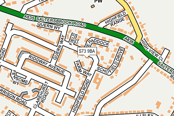 S73 9BA map - OS OpenMap – Local (Ordnance Survey)