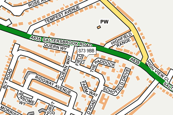 S73 9BB map - OS OpenMap – Local (Ordnance Survey)