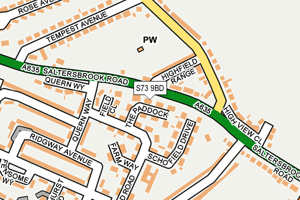 S73 9BD map - OS OpenMap – Local (Ordnance Survey)