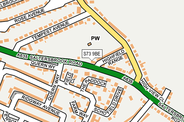 S73 9BE map - OS OpenMap – Local (Ordnance Survey)
