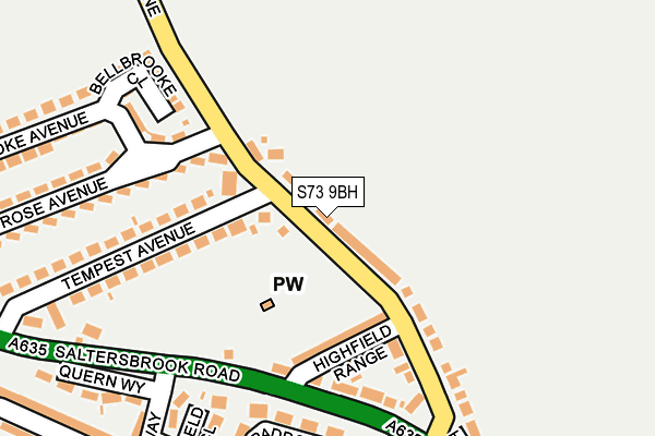 S73 9BH map - OS OpenMap – Local (Ordnance Survey)