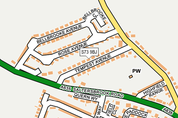 S73 9BJ map - OS OpenMap – Local (Ordnance Survey)