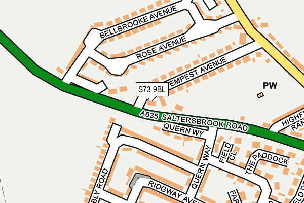 S73 9BL map - OS OpenMap – Local (Ordnance Survey)