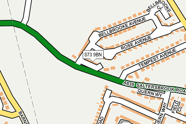 S73 9BN map - OS OpenMap – Local (Ordnance Survey)