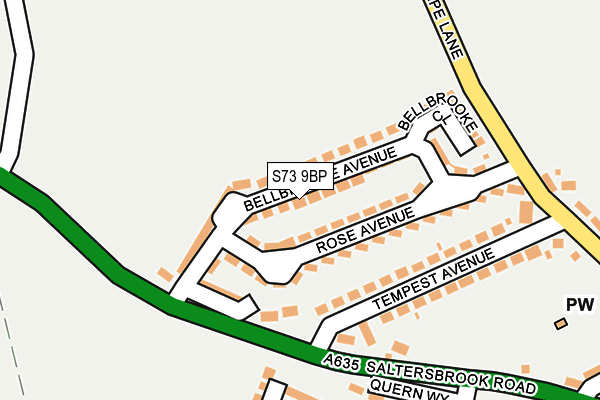 S73 9BP map - OS OpenMap – Local (Ordnance Survey)