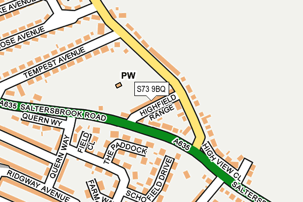 S73 9BQ map - OS OpenMap – Local (Ordnance Survey)