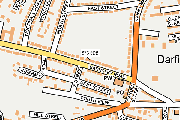 S73 9DB map - OS OpenMap – Local (Ordnance Survey)