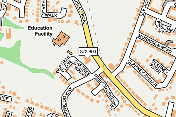 S73 9DJ map - OS OpenMap – Local (Ordnance Survey)