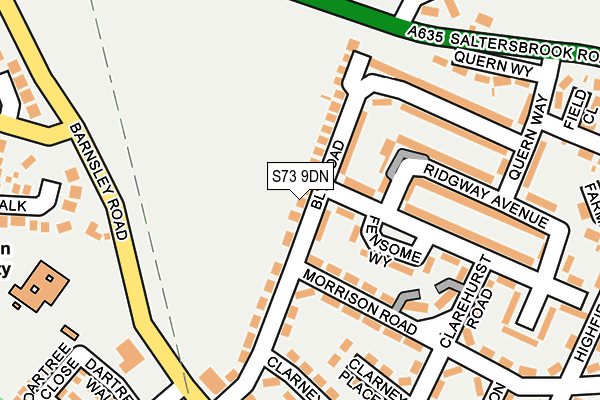 S73 9DN map - OS OpenMap – Local (Ordnance Survey)