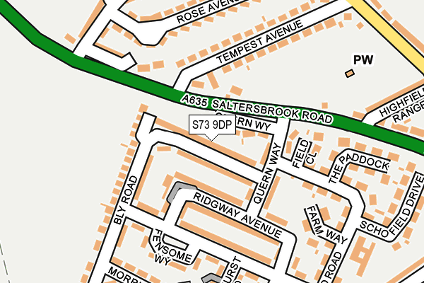 S73 9DP map - OS OpenMap – Local (Ordnance Survey)