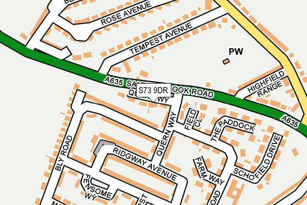 S73 9DR map - OS OpenMap – Local (Ordnance Survey)