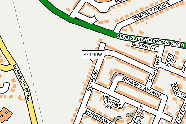 S73 9DW map - OS OpenMap – Local (Ordnance Survey)