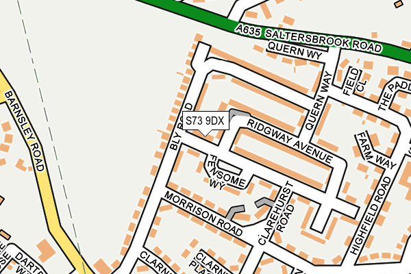 S73 9DX map - OS OpenMap – Local (Ordnance Survey)