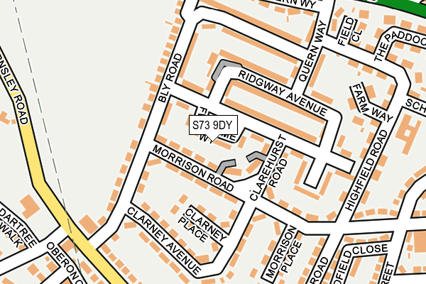 S73 9DY map - OS OpenMap – Local (Ordnance Survey)