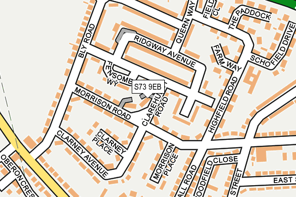 S73 9EB map - OS OpenMap – Local (Ordnance Survey)