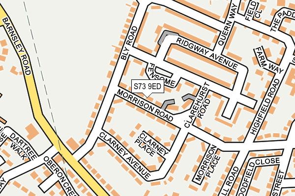 S73 9ED map - OS OpenMap – Local (Ordnance Survey)