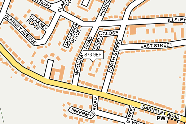 S73 9EP map - OS OpenMap – Local (Ordnance Survey)