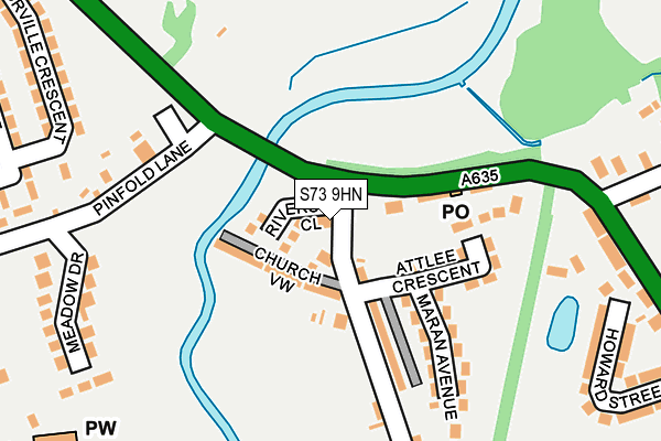 S73 9HN map - OS OpenMap – Local (Ordnance Survey)