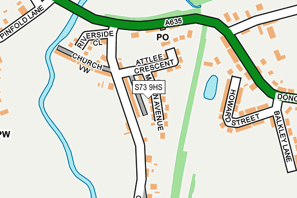 S73 9HS map - OS OpenMap – Local (Ordnance Survey)